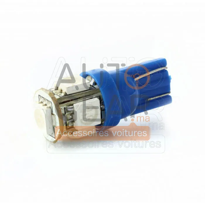2 Ampoules LED T10 W5W Bleu, 5 LED vue 2