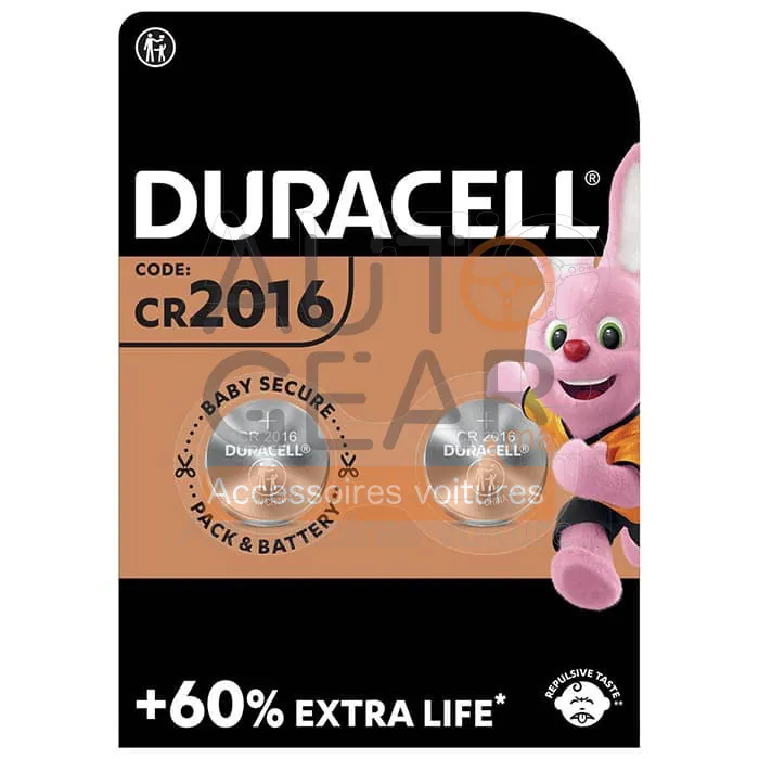 2 Piles Bouton Lithium Duracell CR2016 / DL2016 3V
