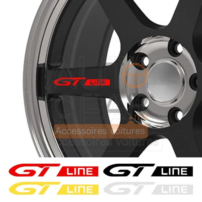 Autocollants de jantes ligne GT pour voiture (lot de 4)