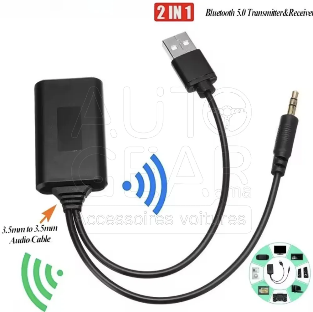 Adaptateur Bluetooth 5.0 USB AUX 2 en 1 Émetteur Récepteur vue 4
