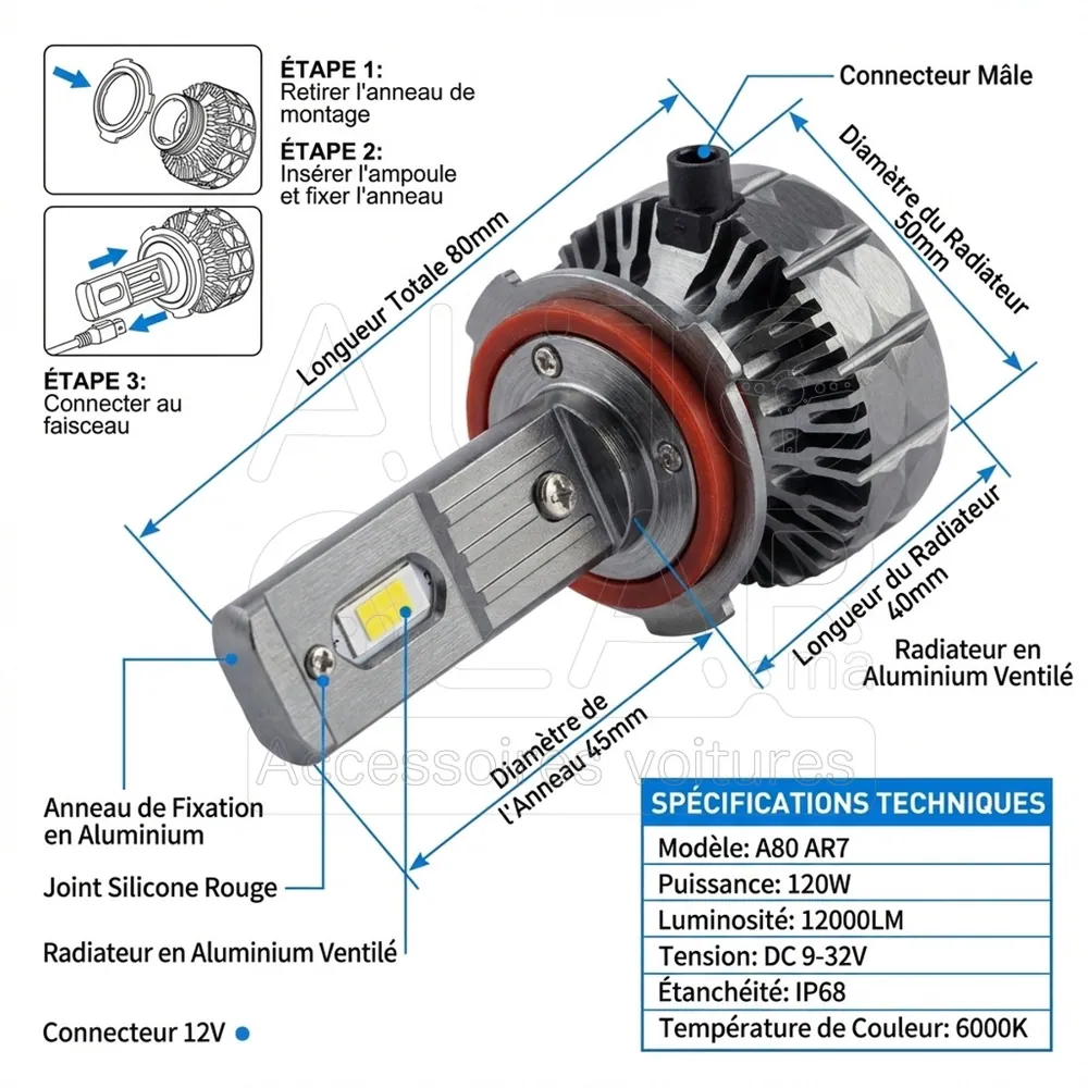 Ampoule LED A80 AR7 120W 12000LM vue 4