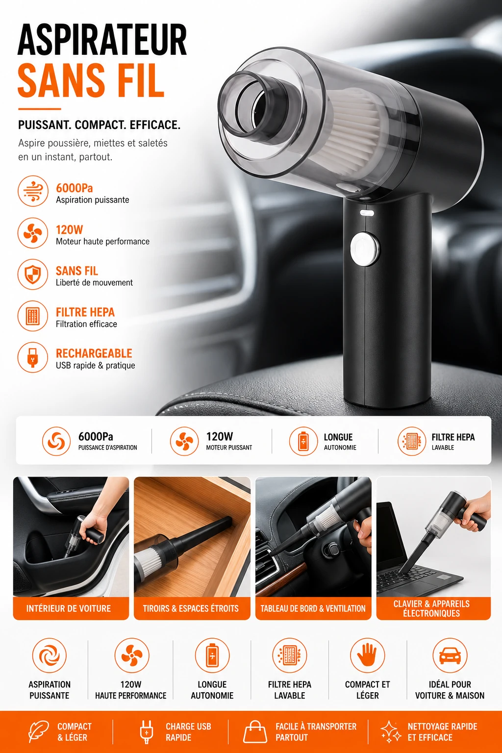 Aspirateur de voiture Maroc vue 3