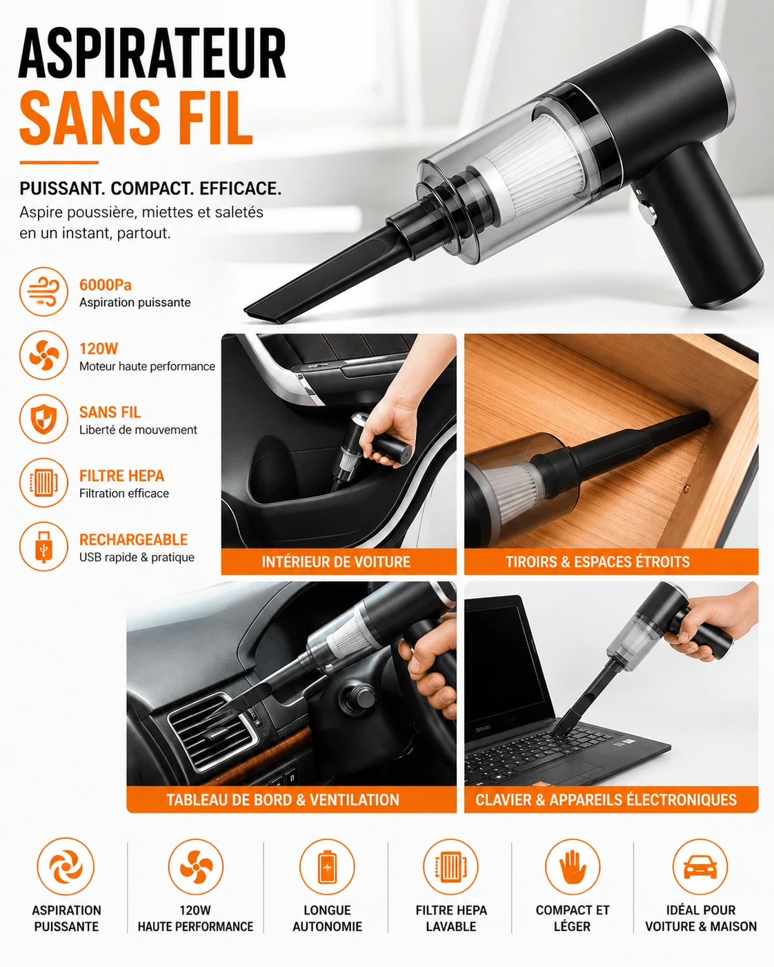 Aspirateur de voiture Maroc vue 2