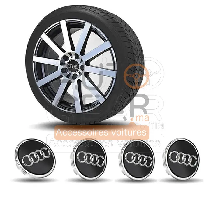 Cache-moyeux logo Audi aluminium 61 mm (lot de 4)
