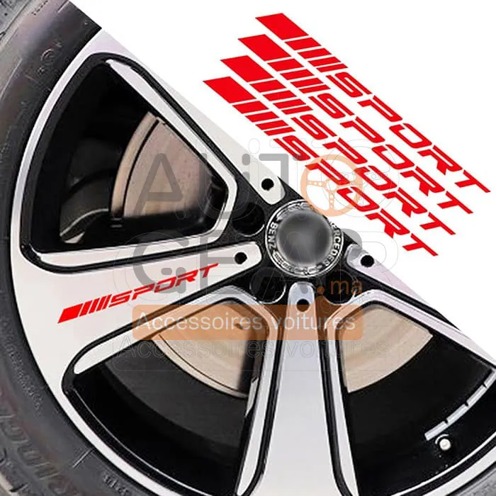 Autocollants adhésifs jantes Sport pour voiture (lot de 4)