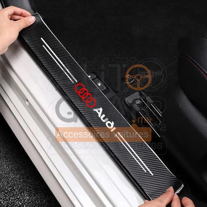 Autocollants de Porte Anti-Rayures Audi Fibre de Carbone vue 3