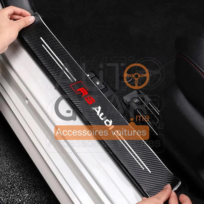 Autocollants de Porte Anti-Rayures Audi RS Fibre de Carbone vue 4