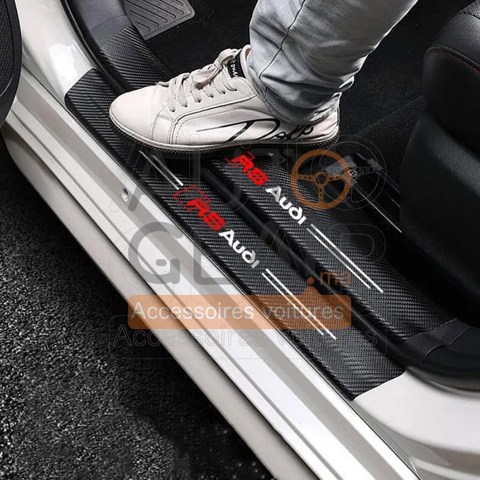 Autocollants de Porte Anti-Rayures Audi RS Fibre de Carbone