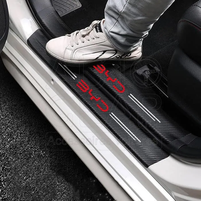 Autocollants de Porte Anti-Rayures BYD Design 3D Carbone