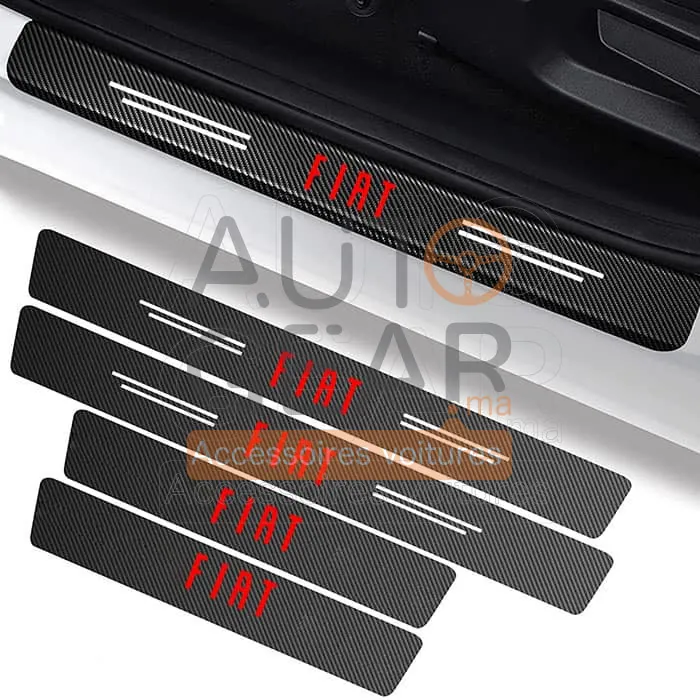 Autocollants de Porte Anti-Rayures FIAT Fibre de Carbone vue 2