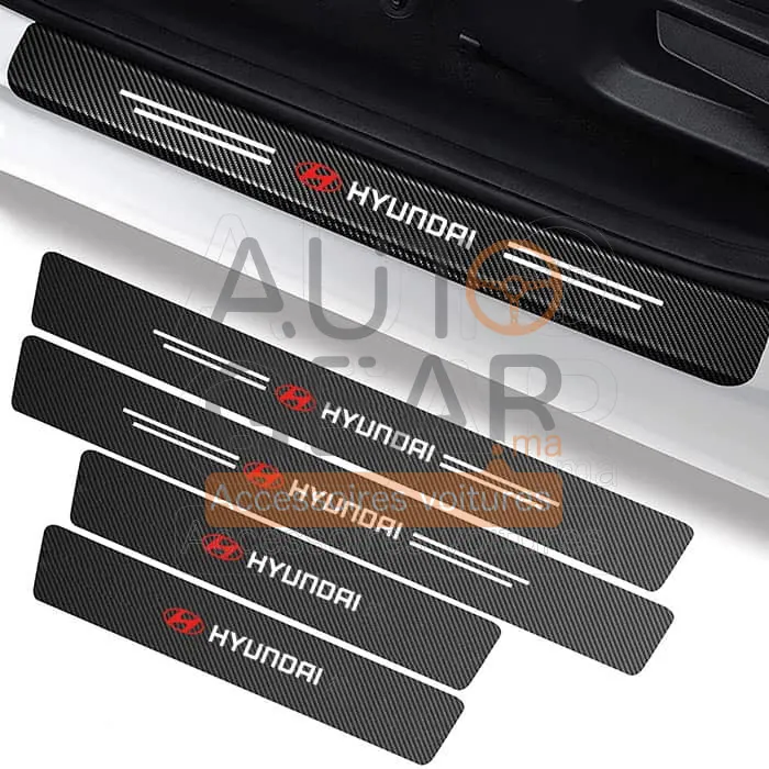 Autocollants de Porte Anti-Rayures Hyundai Fibre de Carbone vue 2