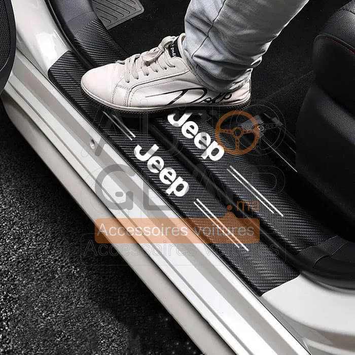 Autocollants de Porte Anti-Rayures Jeep Fibre de Carbone