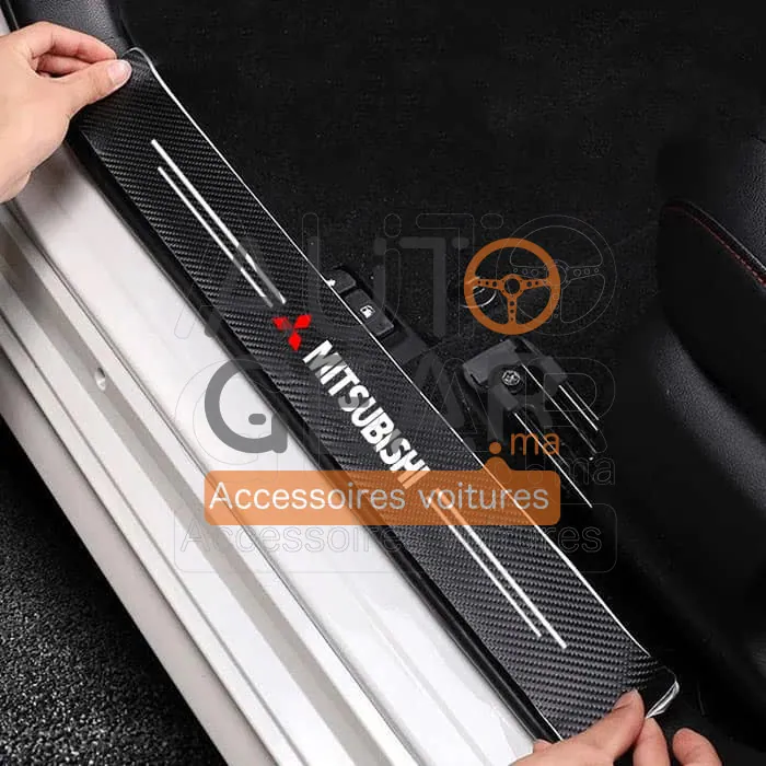 Autocollants de Porte Anti-Rayures Mitsubishi Fibre de Carbone vue 3