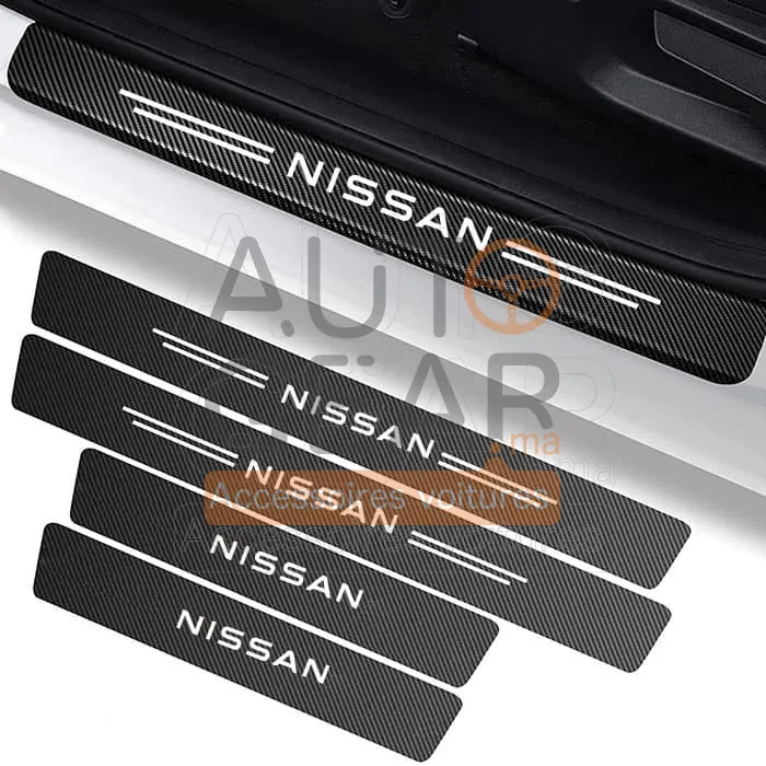 Autocollants de Porte Anti-Rayures Nissan Fibre de Carbone vue 2