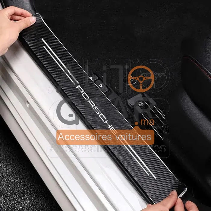 Autocollants de Porte Anti-Rayures Porsche Fibre de Carbone vue 3