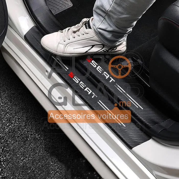Autocollants de Porte Anti-Rayures Seat Fibre de Carbone