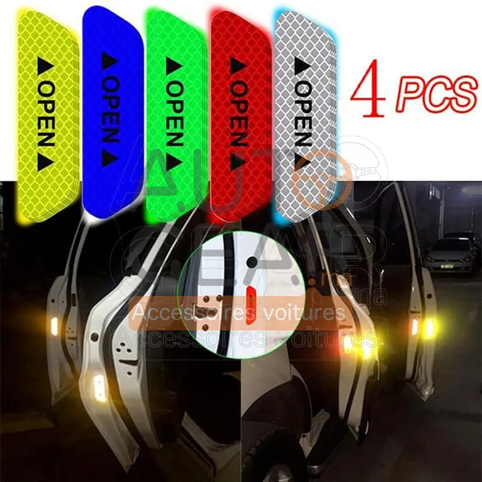 Autocollants Fluorescents pour Voiture, Lot de 4