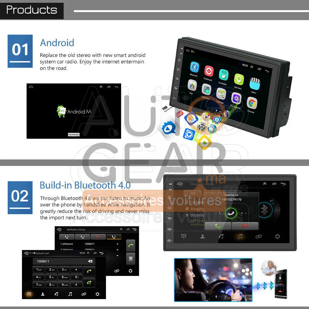 Autoradio Android Tactile 2Din 7 Pouces vue 4