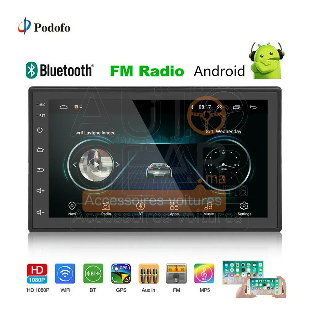Autoradio Android Tactile 2Din 7 Pouces vue 2