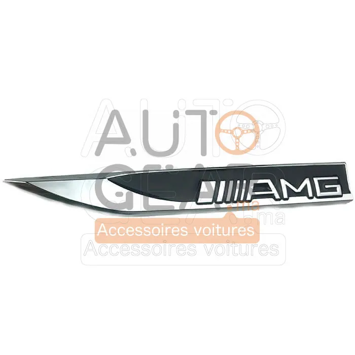 Badge AMG Mercedes Chrome Autocollant vue 3