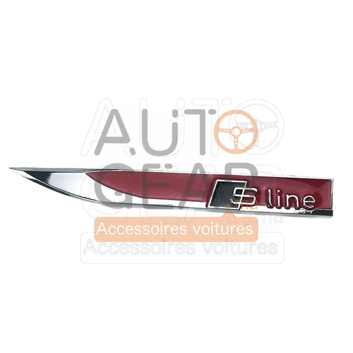 Badge Audi S line Chrome Rouge Autocollant vue 3