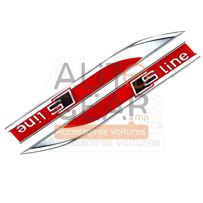 Badge Audi S line Chrome Rouge Autocollant