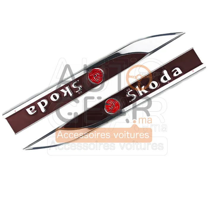 Badge Skoda Chrome Noir Autocollant