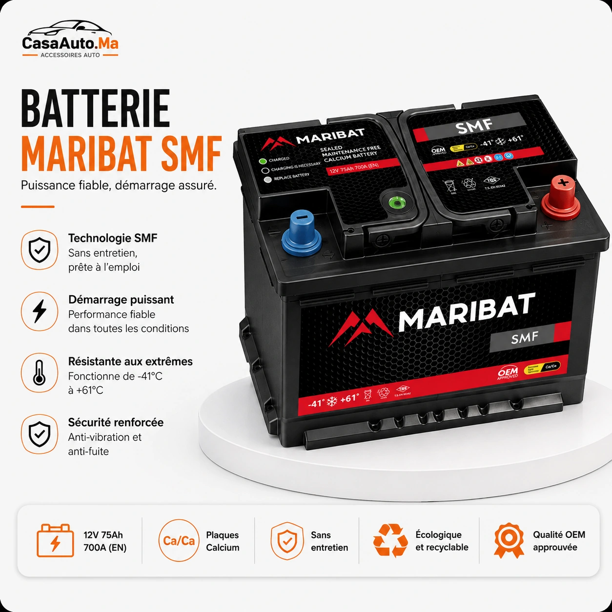 Batterie Auto 75Ah MARIBAT vue 3