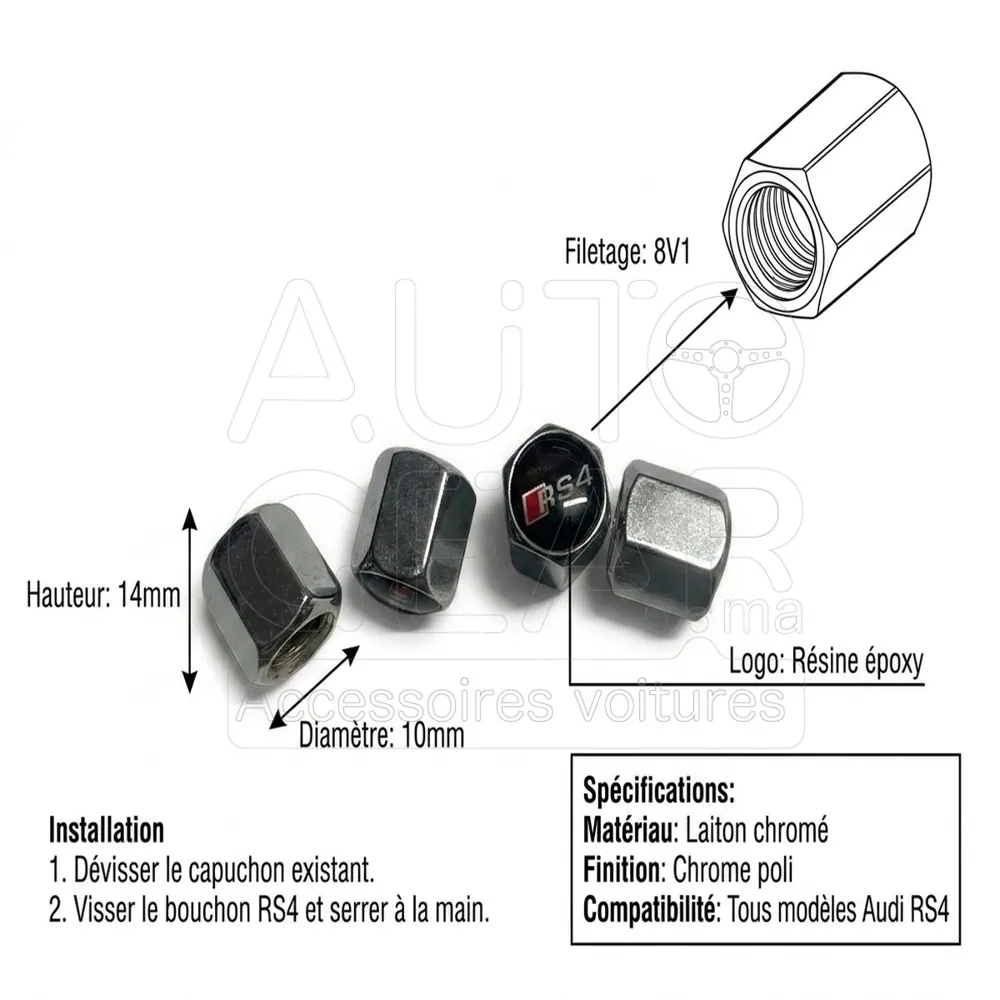Bouchons de Valve Chrome Audi RS4 vue 4