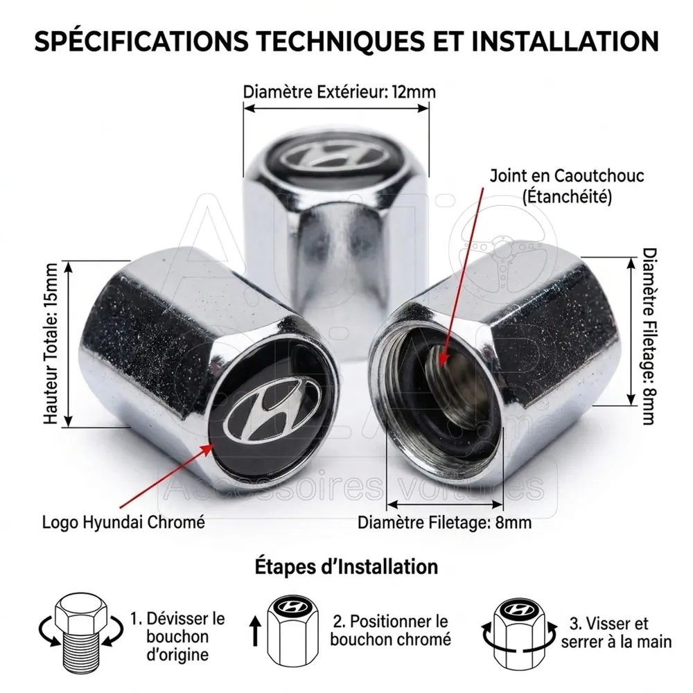 Bouchons de Valve Chrome Hyundai vue 4