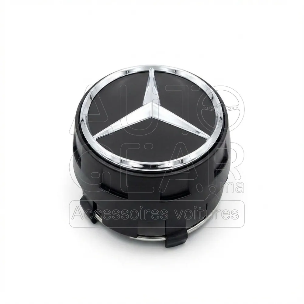 Cache-Moyeu Mercedes-Benz Noir et Argent 7,5cm