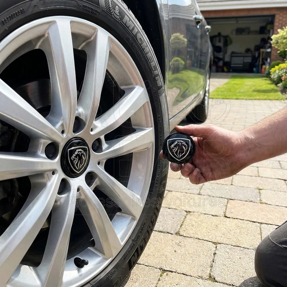Cache-Moyeu Peugeot Lion Noir et Argent 56mm vue 2
