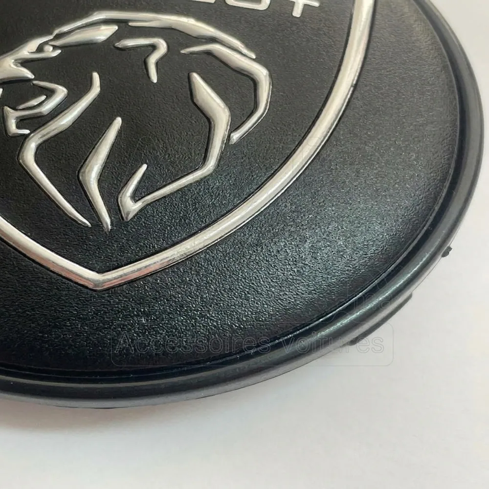 Cache-Moyeu Peugeot Lion Noir et Argent 56mm vue 3