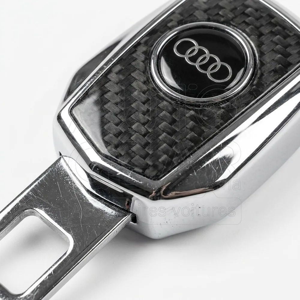 Clip de Ceinture de Sécurité Audi Carbone et Chrome vue 3