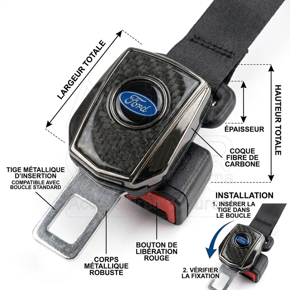 Clip de Ceinture de Sécurité Ford Carbone vue 4