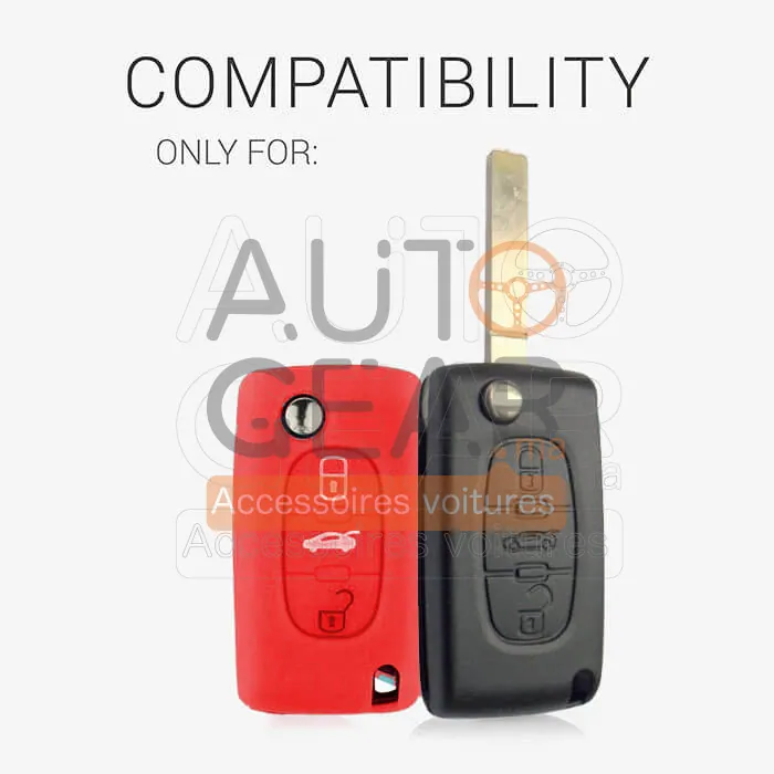 Coque Couvre-clé Silicone Citroën Peugeot 3 Boutons vue 2
