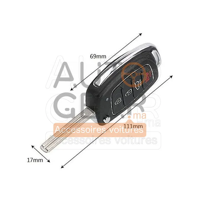 Coque de Clé pour Hyundai Santa Fe, ix35, i30 (4 Boutons) vue 3