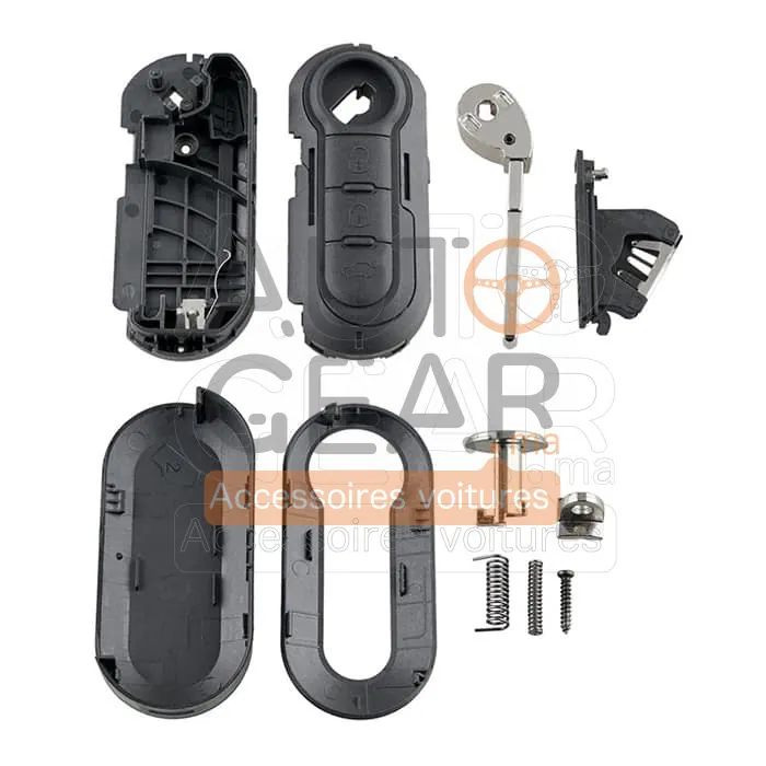 Coque de Clé à Rabat 3 Boutons pour Fiat 500, Punto, Panda, Ducato vue 3