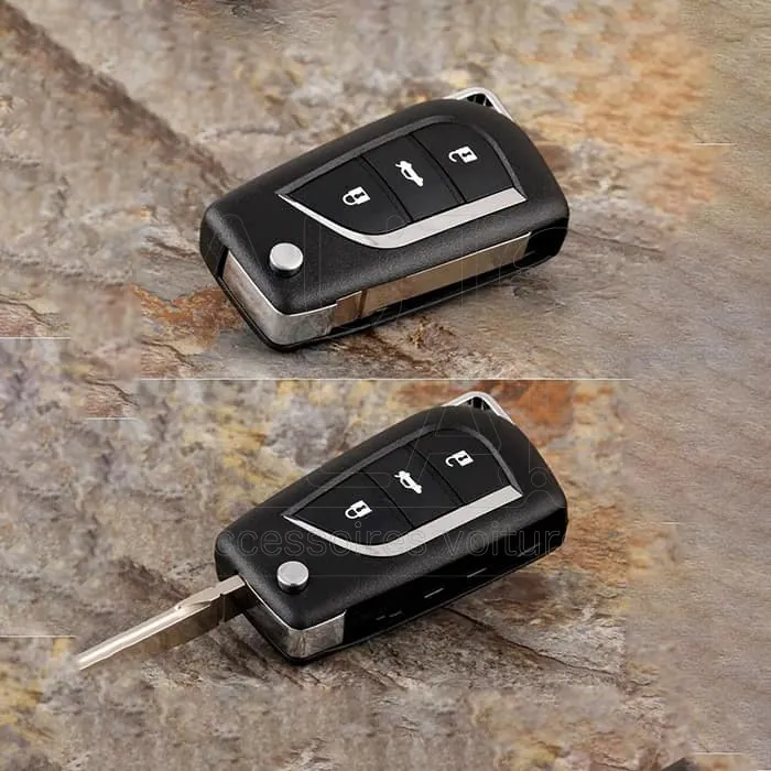 Coque de Clé Pliable 3 Boutons Toyota Corolla, Camry, Highlander vue 2