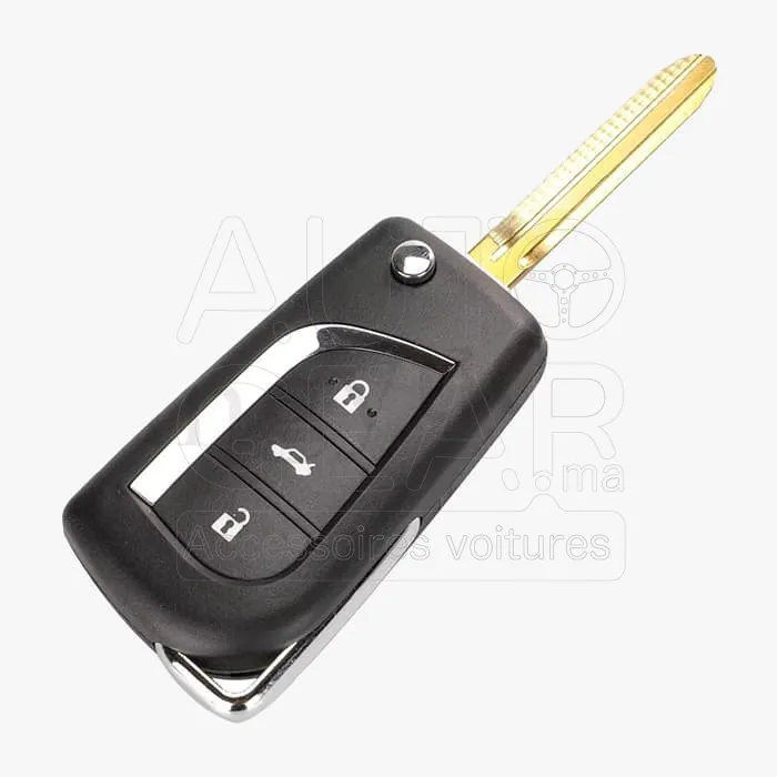 Coque de Clé Pliable 3 Boutons Toyota Corolla, Camry, Highlander vue 3