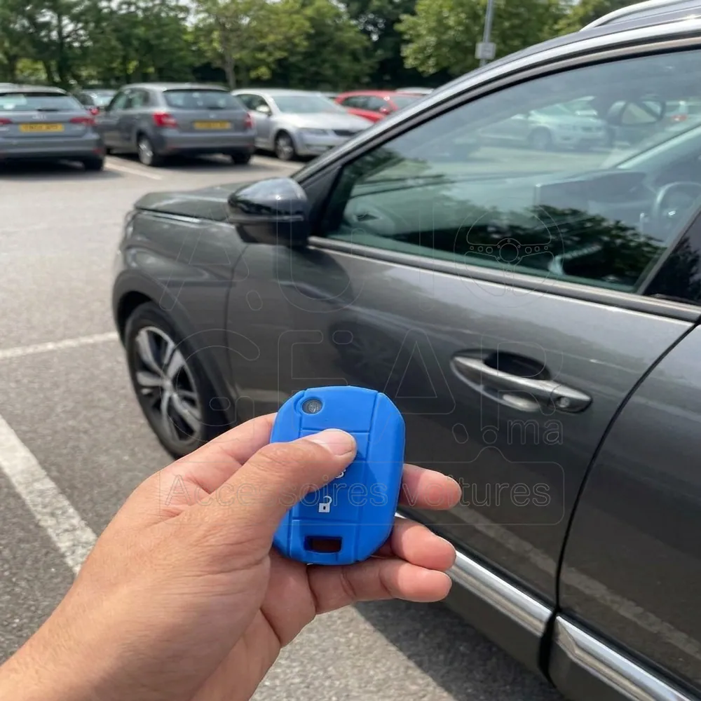 Couvre-Clé Peugeot Silicone Bleu 3 Boutons vue 2