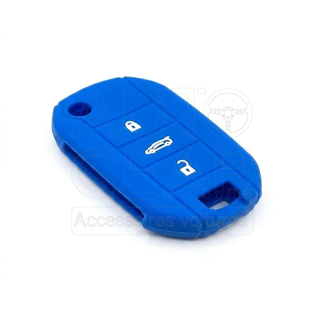 Couvre-Clé Peugeot Silicone Bleu 3 Boutons