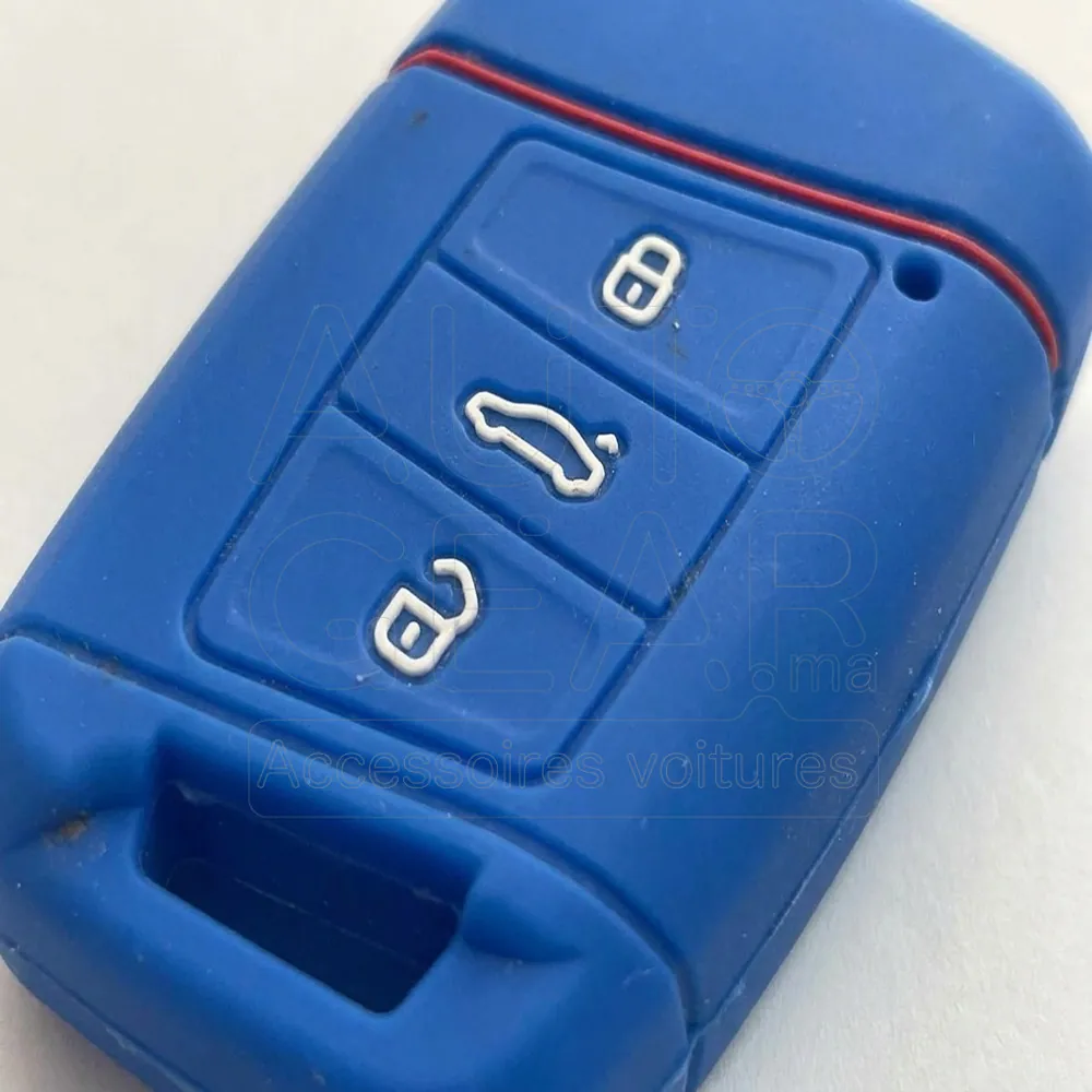 Couvre-Clé Silicone Bleu Volkswagen Skoda Cupra Seat 3 Boutons vue 3