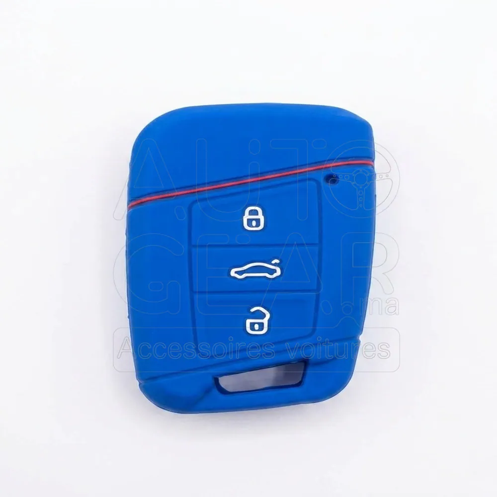 Couvre-Clé Silicone Bleu Volkswagen Skoda Cupra Seat 3 Boutons