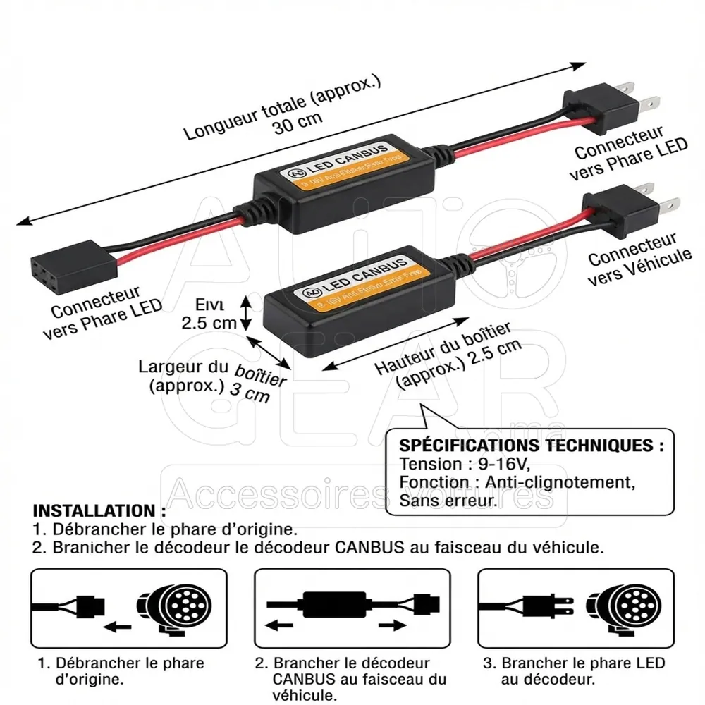 Décodeur LED CANBUS Anti-Flicker 9-16V H7 vue 4