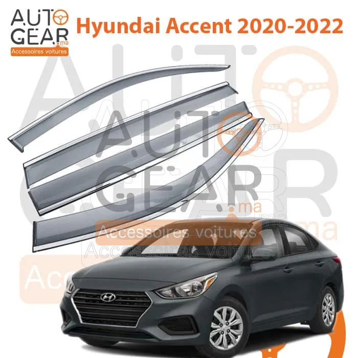 Déflecteurs d'Air Noir et Chromé Hyundai Accent (2020-2022) - Jeu de 4