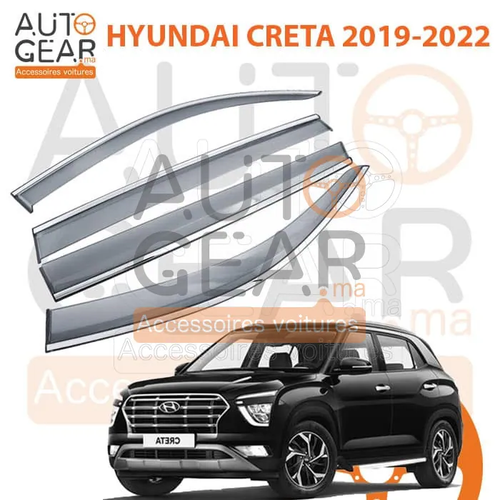 Déflecteurs d'Air Noir et Chromé Hyundai Creta (2019-2022) - Jeu de 4