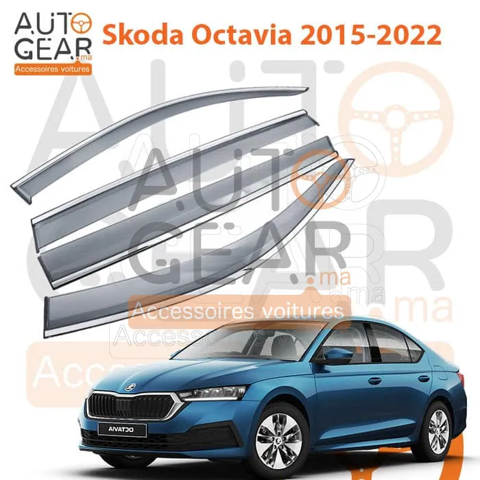 Déflecteurs d'Air Noir et Chromé Skoda Octavia (2015-2022) - Jeu de 4