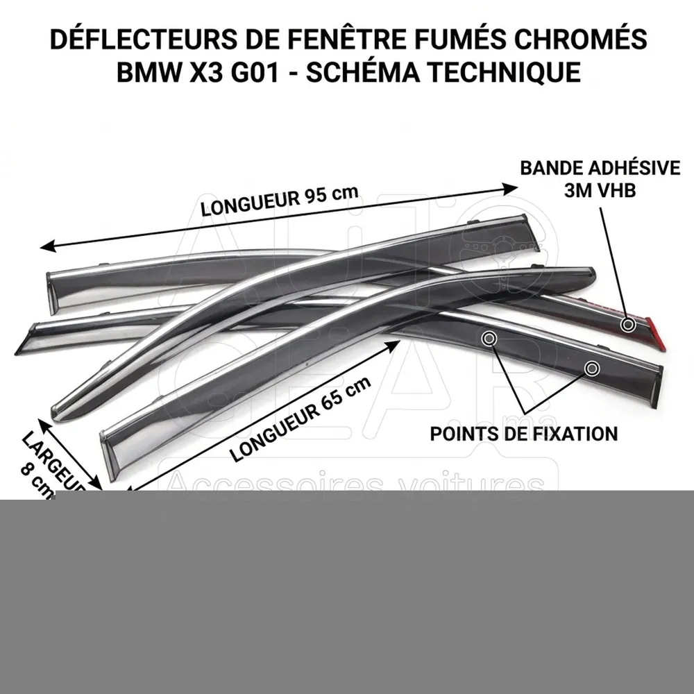 Déflecteur de Fenêtre Fumé Chromé pour BMW X3 G01 vue 4