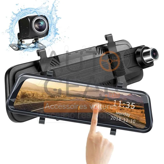 Rétroviseur DVR caméra voiture écran tactile 10 pouces Full HD